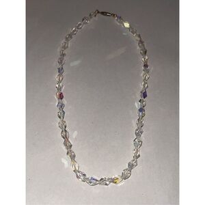 1930s Cut Glass Crystal Beaded Aurora Borealis Women’s Vintage Necklace